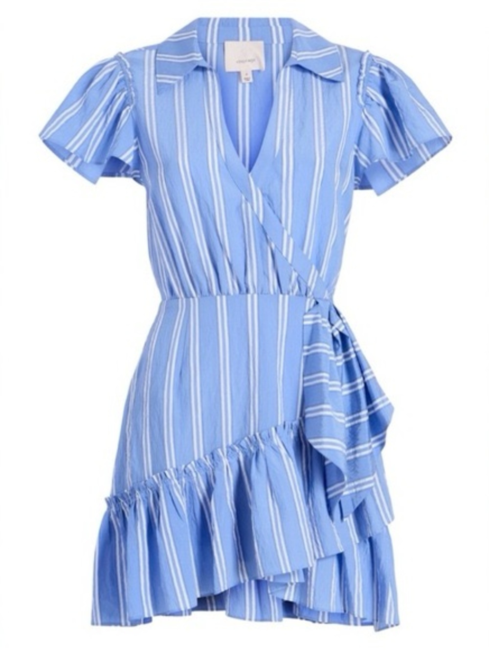 CINQ À SEPT Mini Lila Short Sleeve Wrap Dress  Oxford Blue size 2
